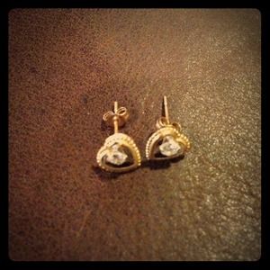 Gold heart stud earrings