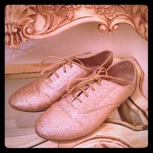 Gold glitter oxfords