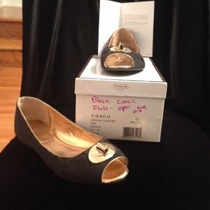 AUTHENTIC Coach logo canvas peep toe flats size 38