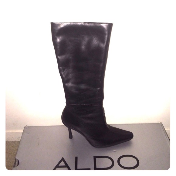 Aldo black leather boots