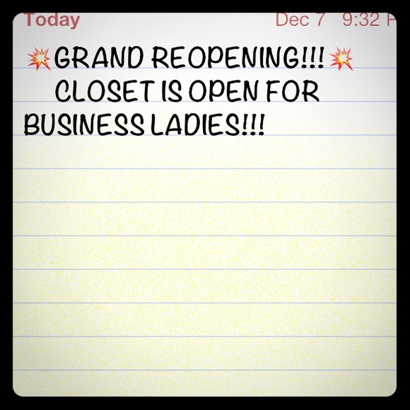 CLOSET IS NOW OPEN!!