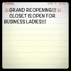 CLOSET IS NOW OPEN!!