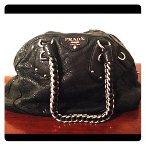 Black Authenic Deerskin Leather Prada purse