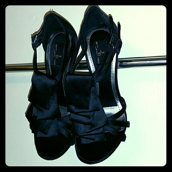 black satin evening sandals