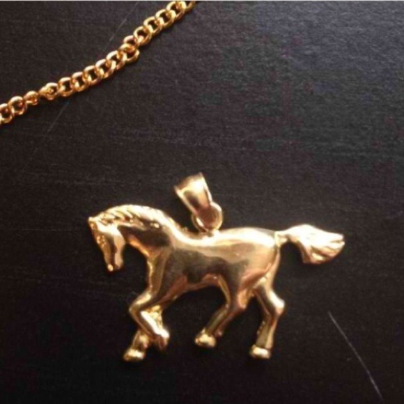 14k gold horse pendant & chain