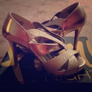 gold glittery heels
