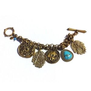 Lucky Brand Gold & Turquoise Charm Bracelet