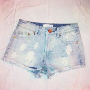 Cotton On Distressed Light Wash Shorts