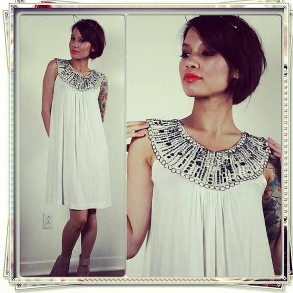 Miss Me Egyptian Beaded Cleopatra White Dress M - Picture 1 of 1