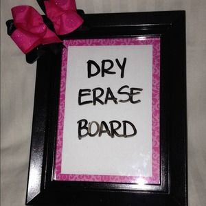 5 x 7 Black Frame with Pink Bow - Dry Erase Board