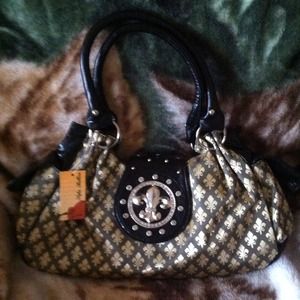 Fleur de lis monogram handbag, crossbody& necklace