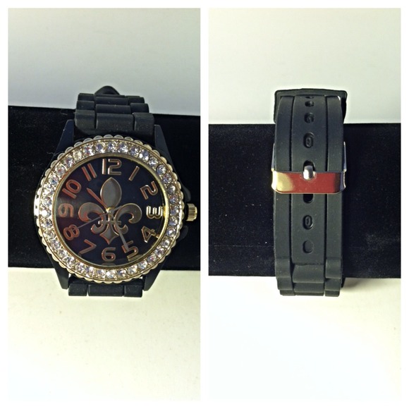 **SOLD**Black Fleur de lis watch