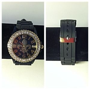 **SOLD**Black Fleur de lis watch