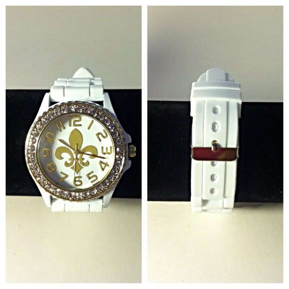 **SOLD**White Fleur de lis watch