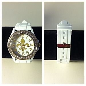 **SOLD**White Fleur de lis watch