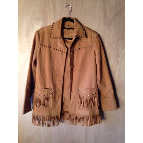 Vintage leather fringe jacket