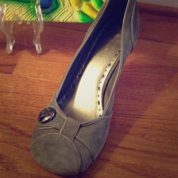 Gray suede BCBG shoes. So comfy and classy.