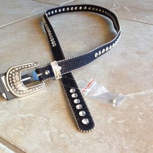 Black rhinestone bling belt