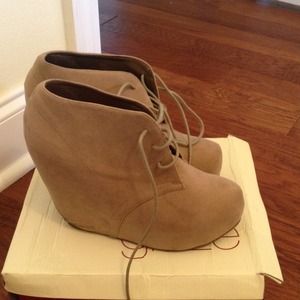 GLAZE khaki Worn Suede Wedges