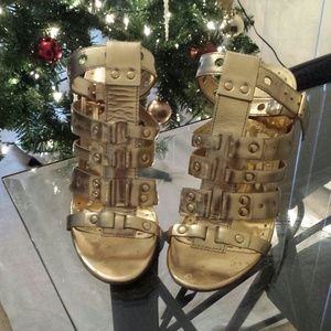 Comfy Gold BCBG Gladiator Heels