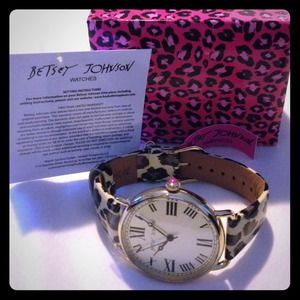 Betsey Johnson Accessories - Leopard Patent Leather Strap Watch Betsey Johnson Accessories - Leopard Patent Leather Strap Watch