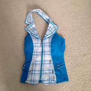 Blue collared Halter top