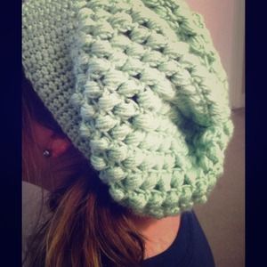Mint Puff Slouch Beanie