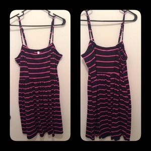 SOLD IN BUNDLE!!Navy Blue & Hot Pink striped dress