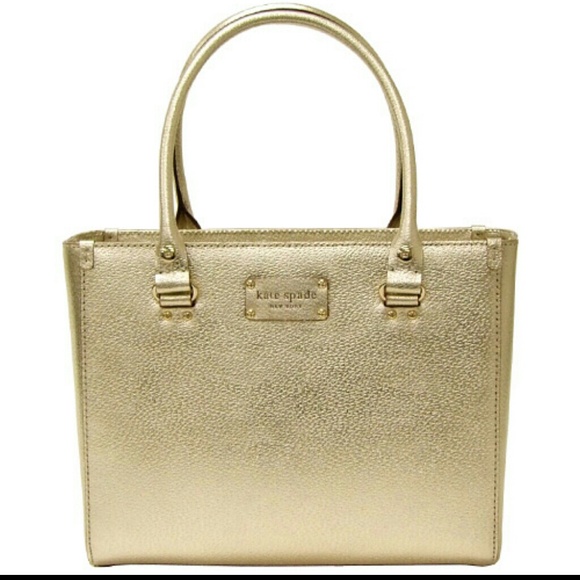 Kate Spade Leather Wellesley Quinn Bag Tote Gold