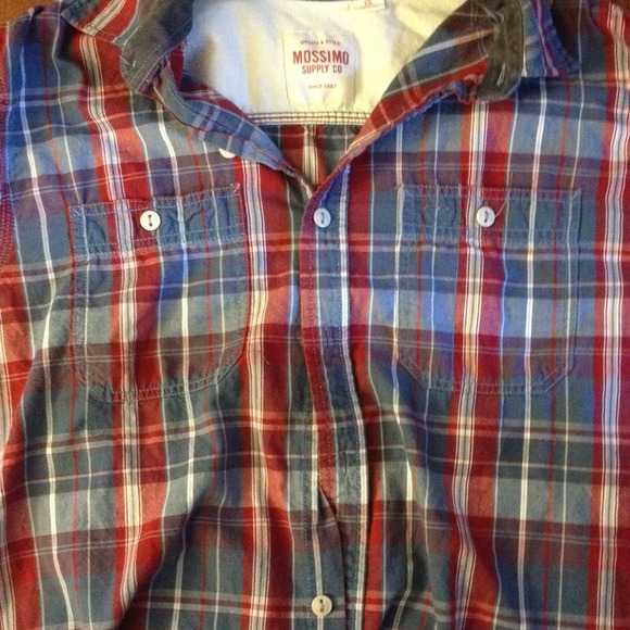 MENS Mossimo Plaid Button Up Shirt w/ Elbow Pads