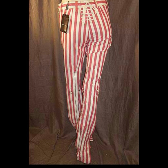 Dolce & Gabbana Striped Lace-Up Zipper Pants 38IT - Picture 4 of 4