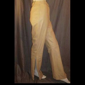 St John Couture Caramel Leather Zipper Pants 8 NWT