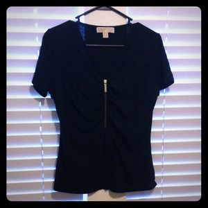 Michael Kors black top with gold zipper