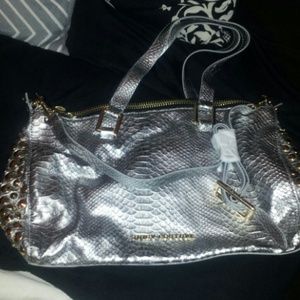Juicy couture silver snake satchel with gold studs