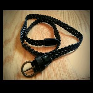 Faux Woven Leather Black Belt