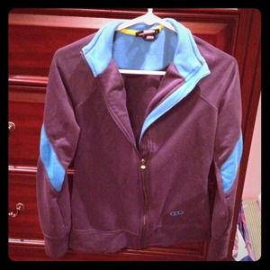 Gray and blue Under Armour zip up jacket