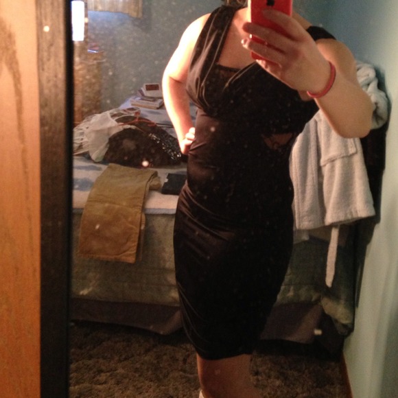 Lace insert cut out dress