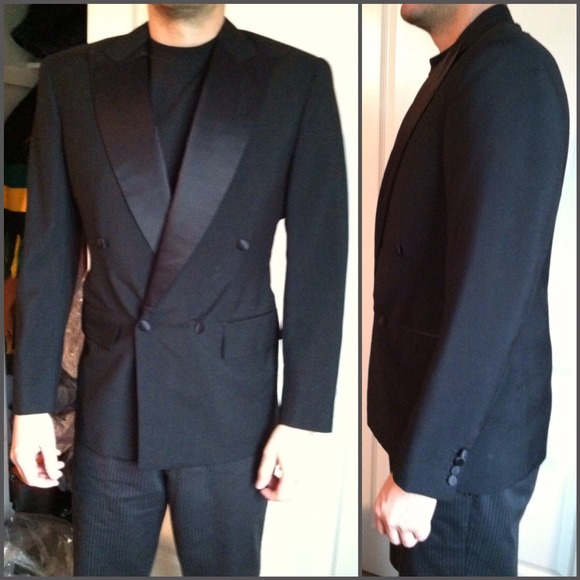 Men's black tuxedo jacket formal suit