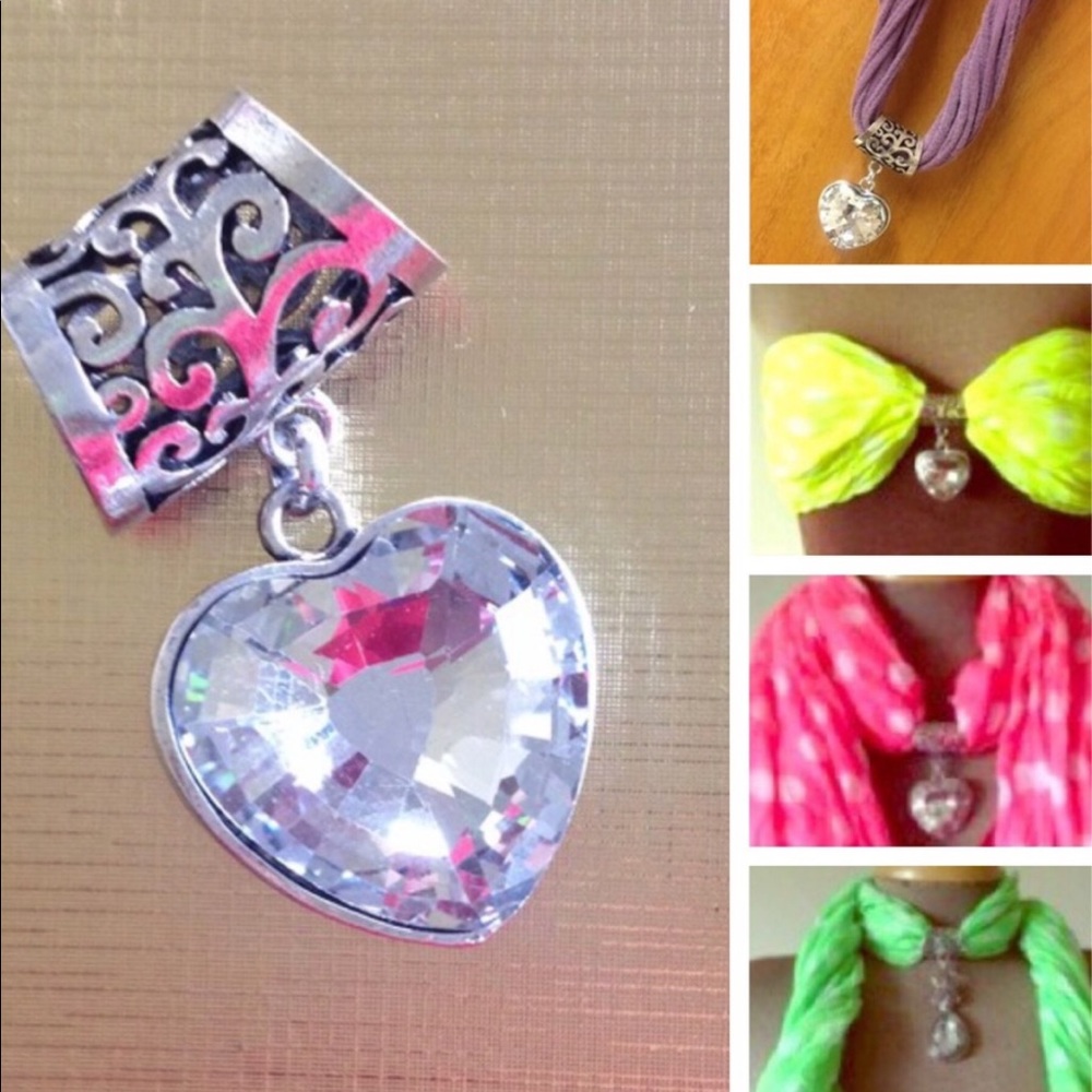 NEW Large Glass Heart Scarf Pendant