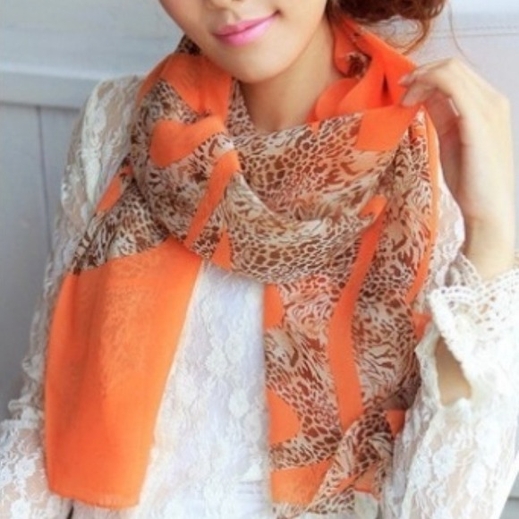 Orange Printed Scarf