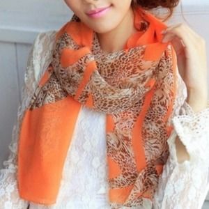 Orange Printed Scarf