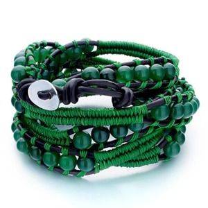 Pretty Green turquoise gemstone & leather wrap NWT