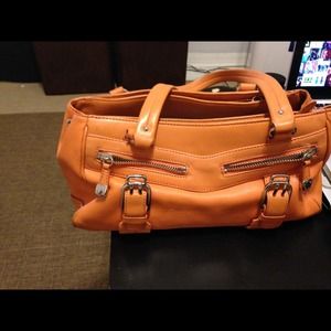 Cole Haan Alexa Orange Leather Satchel