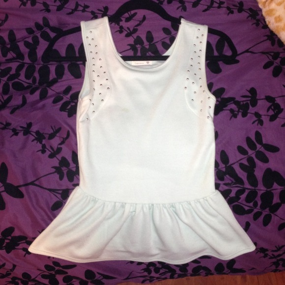Mint green peplum studded top