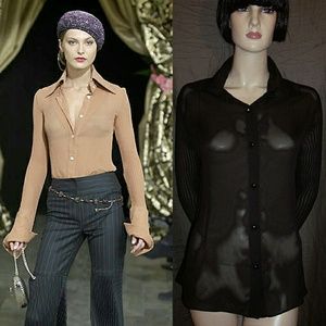 Dolce & Gabbana Black Pleated-Sleeve Top 44IT NWOT