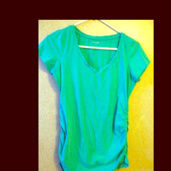 Blue-green maternity shirt