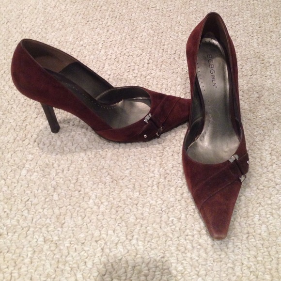 Brown suede pumps