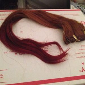 22" brown red ombré human hair clip in extensions