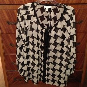 Black and White Sheer Shirt 1X