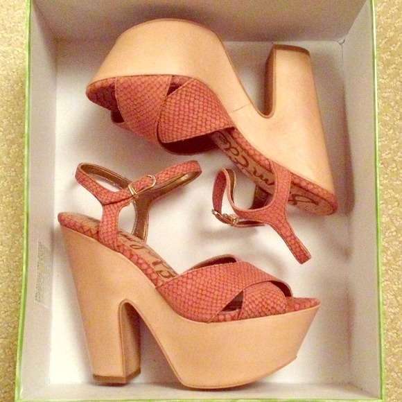 Sam Edelman Terracotta Snakeskin platforms